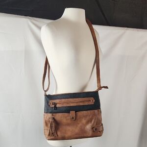 Fadeon Crossbody Bag Purse Women Leather Brown Black Tassle Adjustable Western